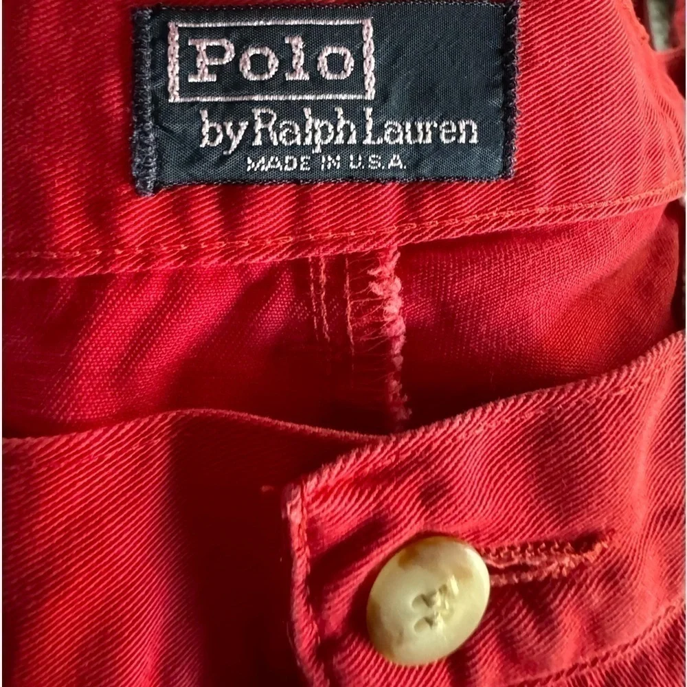 Vintage 80s Polo Ralph Lauren Pleated Pants Mens 36X32 Red 100% Cotton Made USA